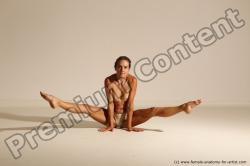 Nude Gymnastic poses Woman White Moving poses Slim long brown Dynamic poses Pinup